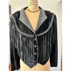 CACHE vintage 90s Black Suede/Leather Cropped jacket NEVER WORN